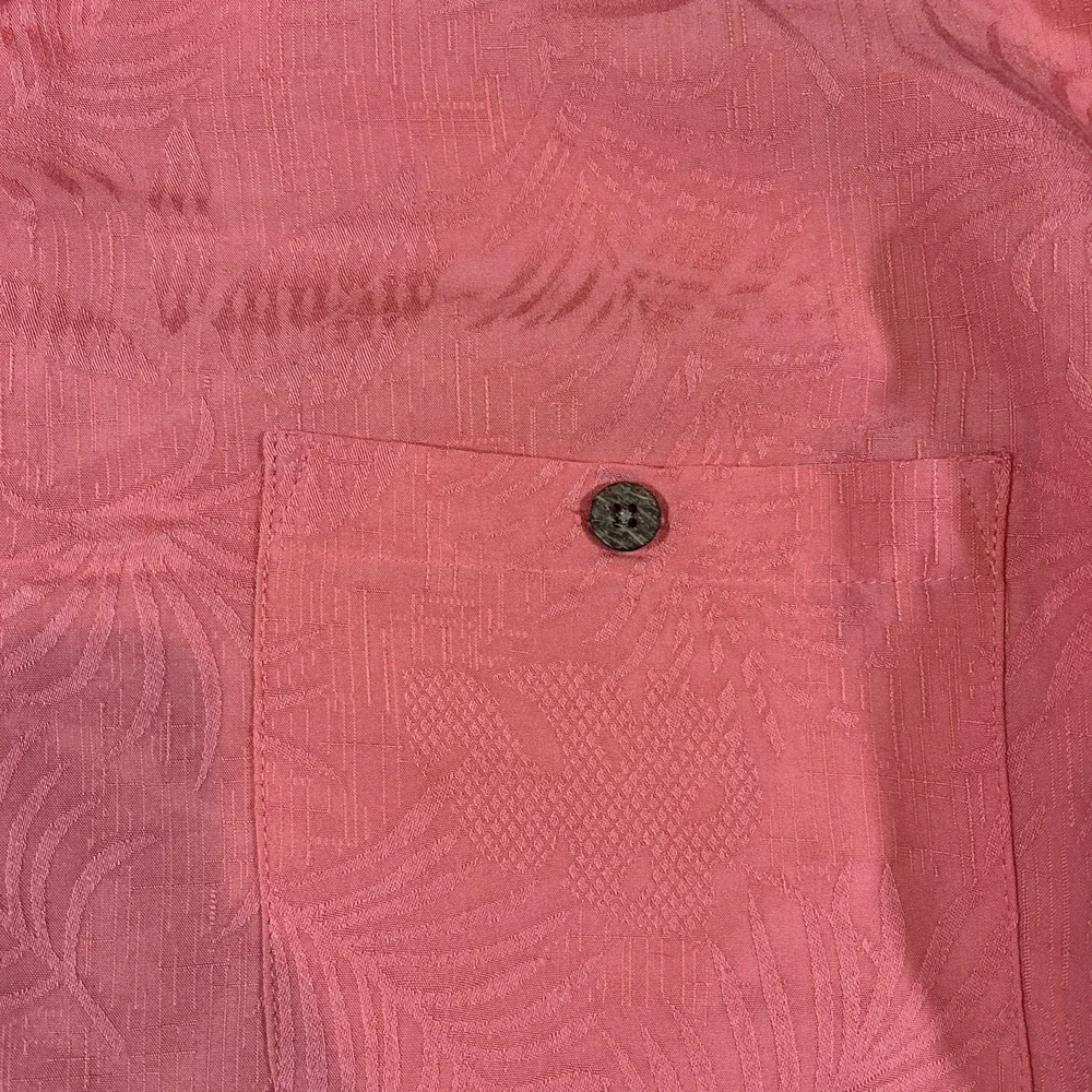 Joe Marlin Hawaiian Shirt XL Pink Palm Leaves‎ Design Coconut Buttons - Picture 4 of 8